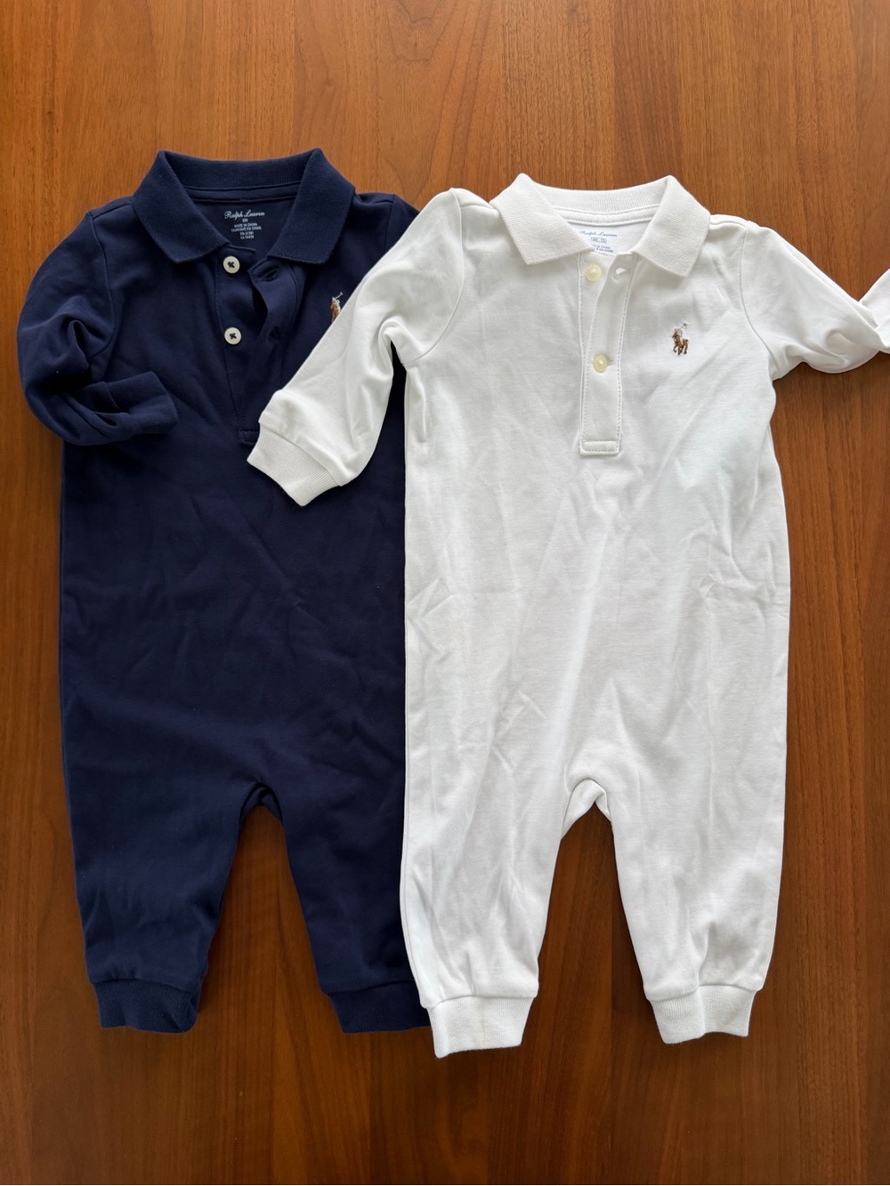 Ralph Lauren Polo long sleeve onesie Set in Navy and White